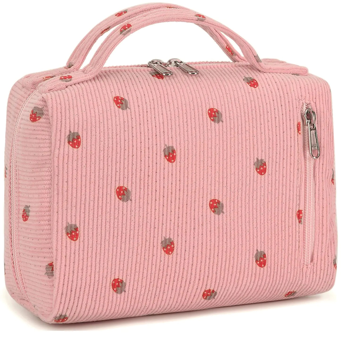 Charm and Beauty Pink Strawberry Makeup Bag